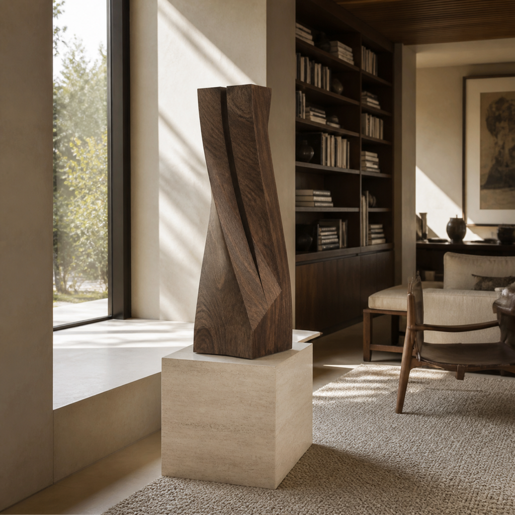 Torque Study — Abstract Teak Sculpture