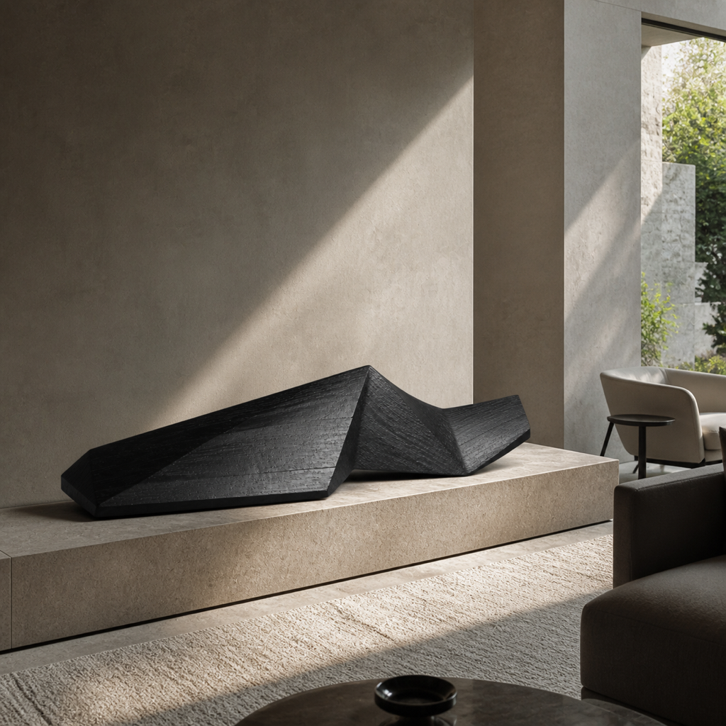Folded Horizon — Teak Console Sculpture