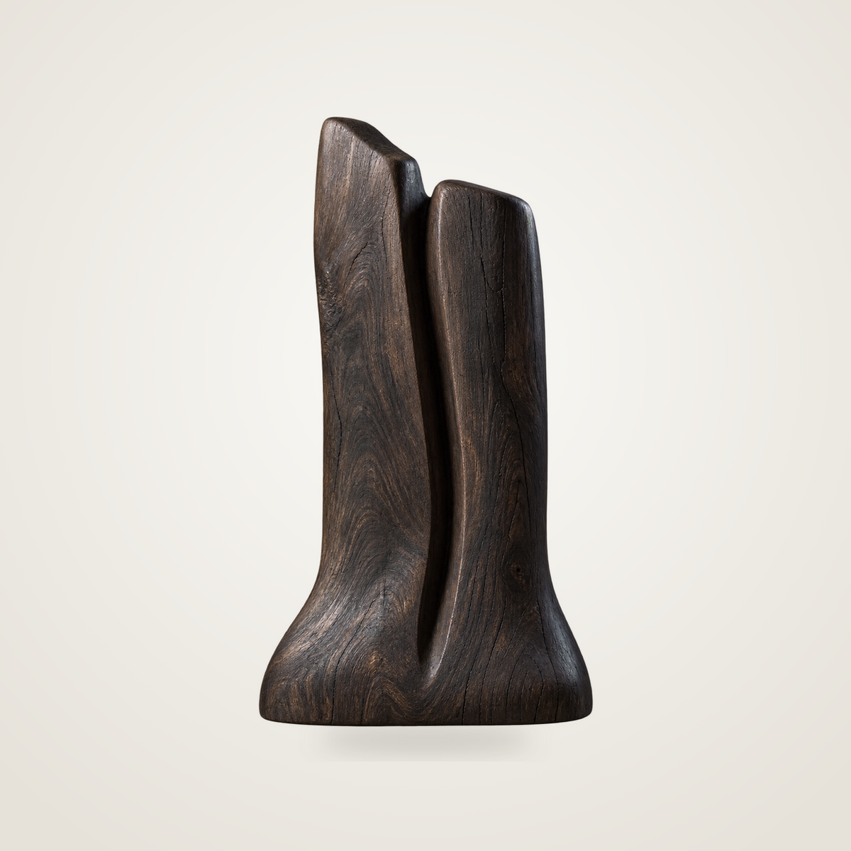 Crown Divide, teak wood floor sculpture — product view