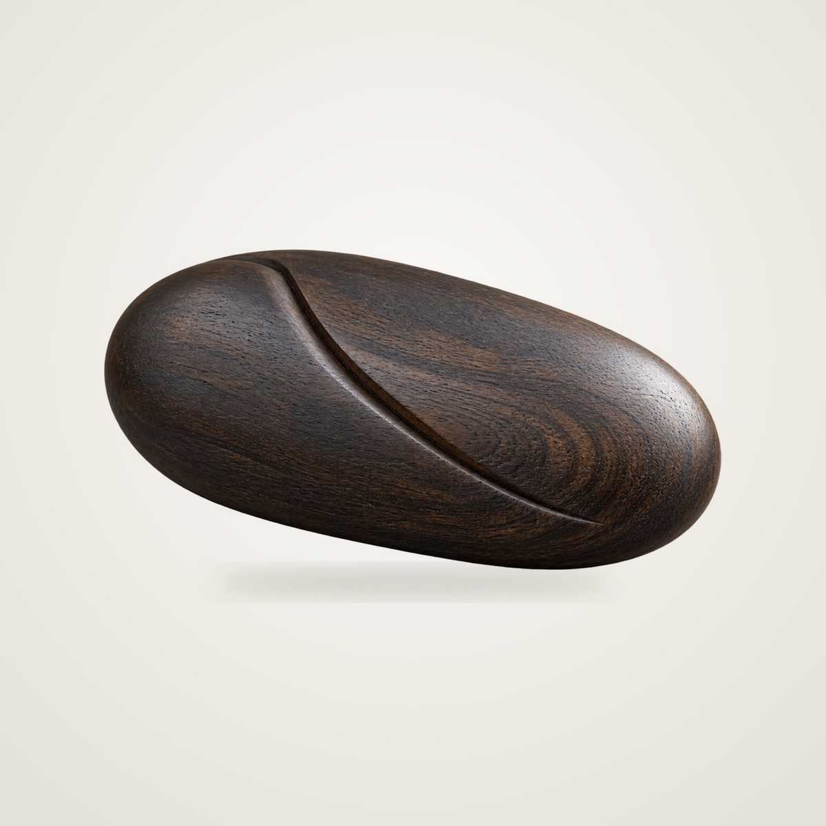 River Stone Study, teak wood tabletop sculpture — product view