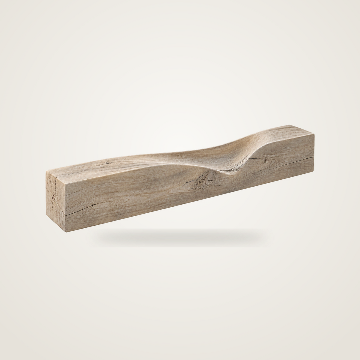 Threshold Beam, teak wood console sculpture — product view
