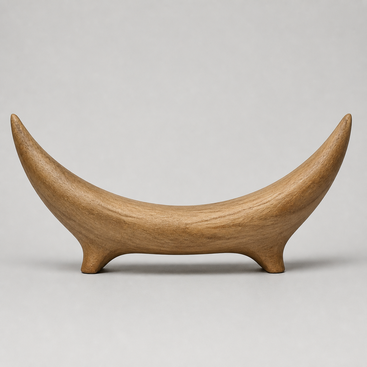 Bridged Crescent, teak wood console sculpture — product view