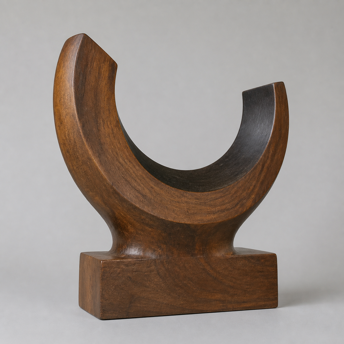 Lunar Yoke, abstract teak wood sculpture — product view