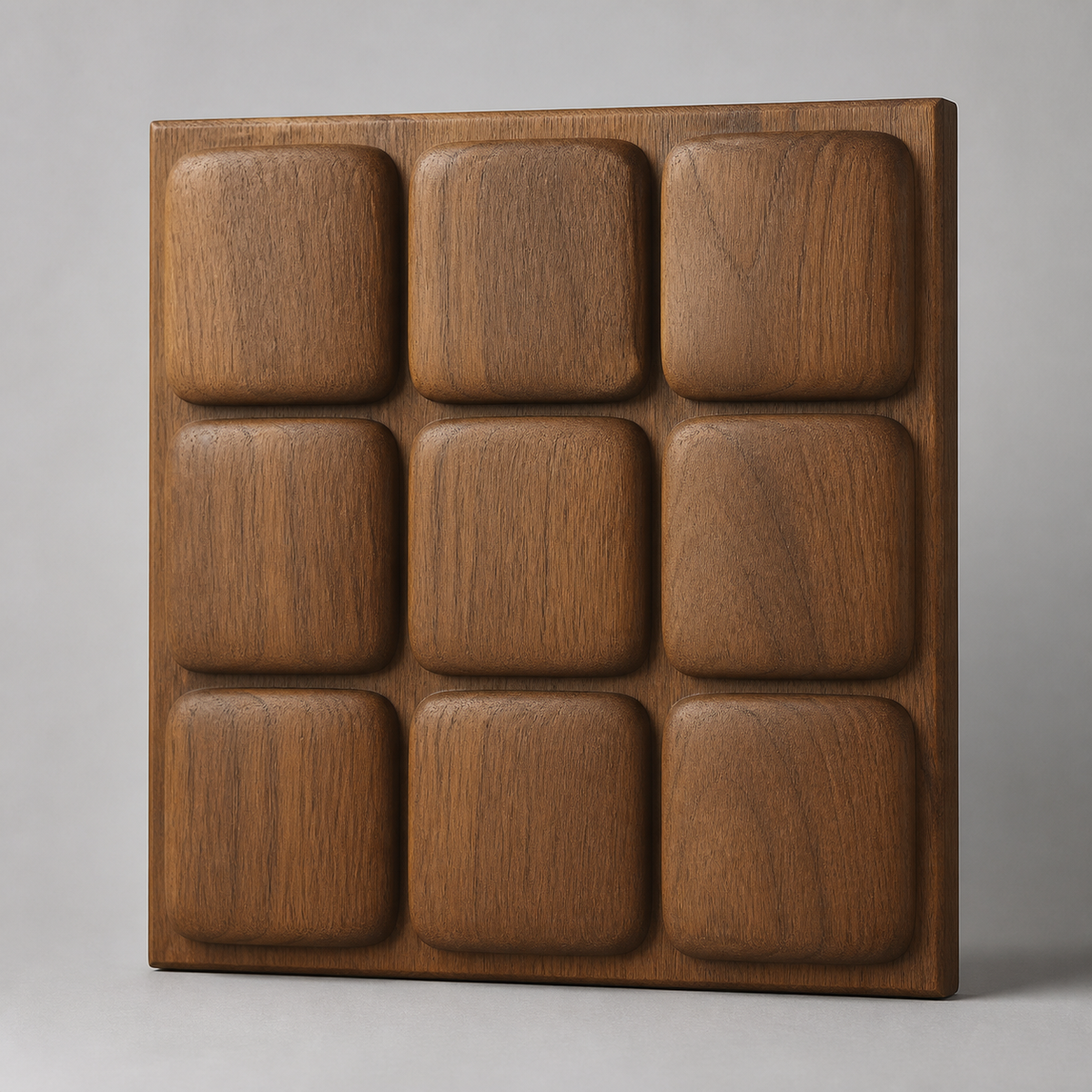 Ancestral Grid Relief, carved teak wood wall art — product view