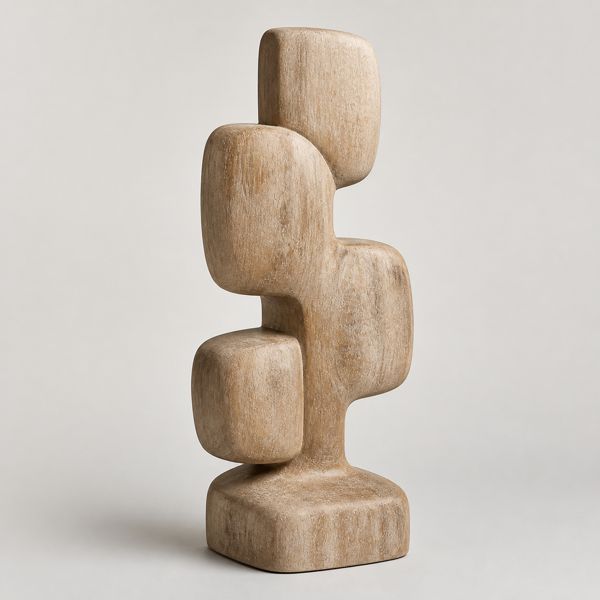 Cairn Spine, teak wood floor sculpture — product view