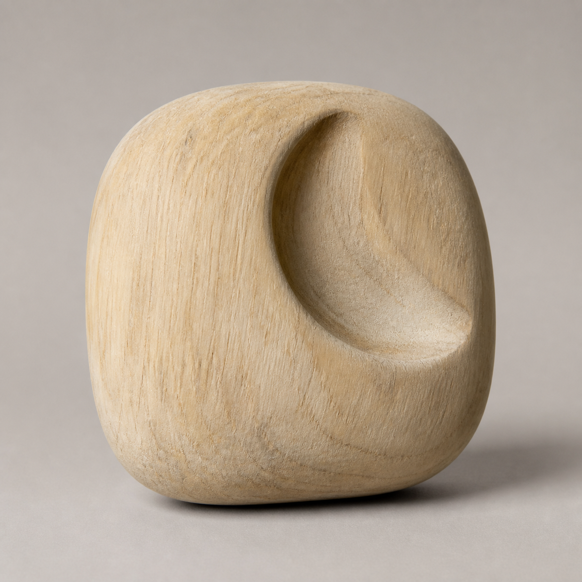 Lunar Inset, teak wood tabletop sculpture — product view