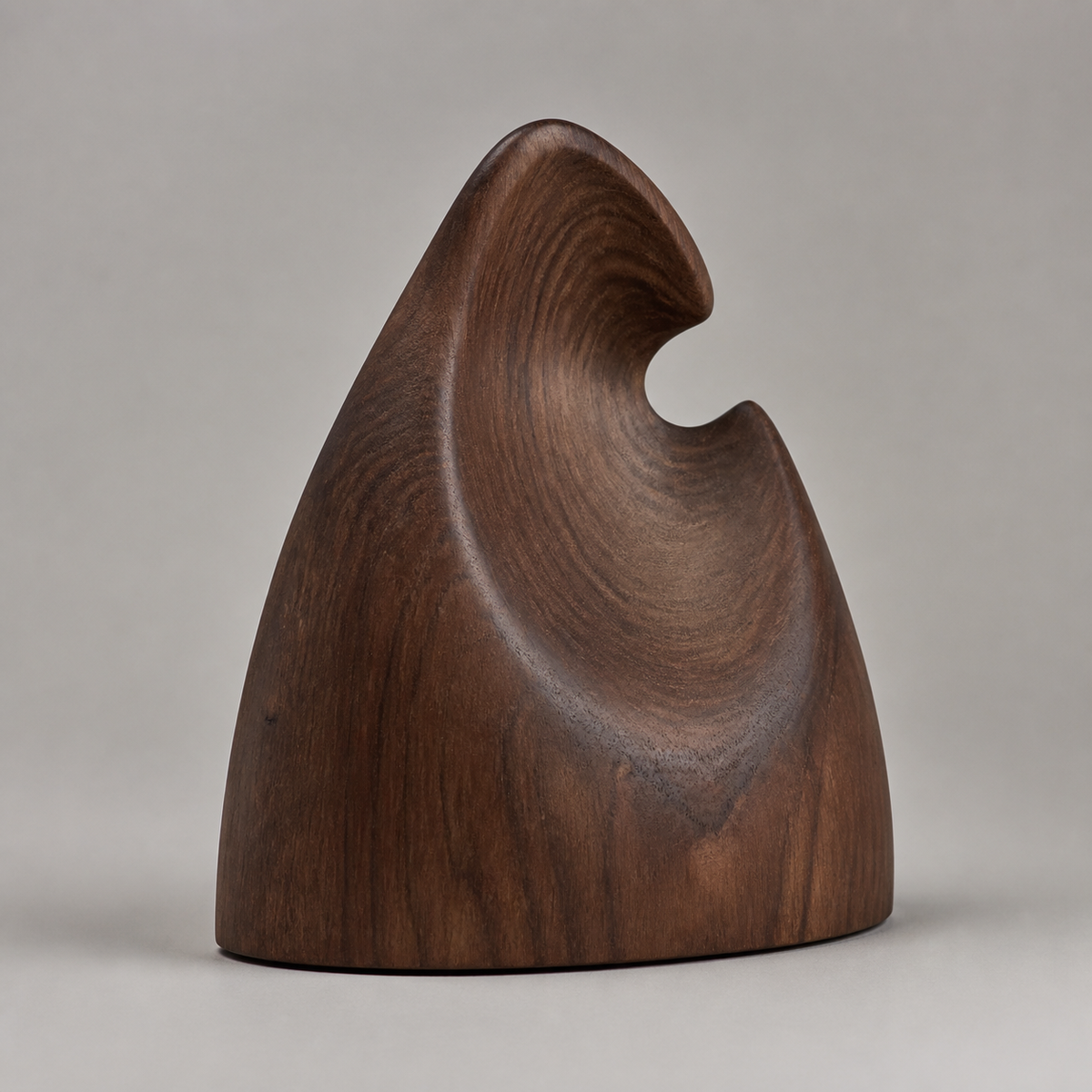 Inward Crest, abstract teak wood sculpture — product view