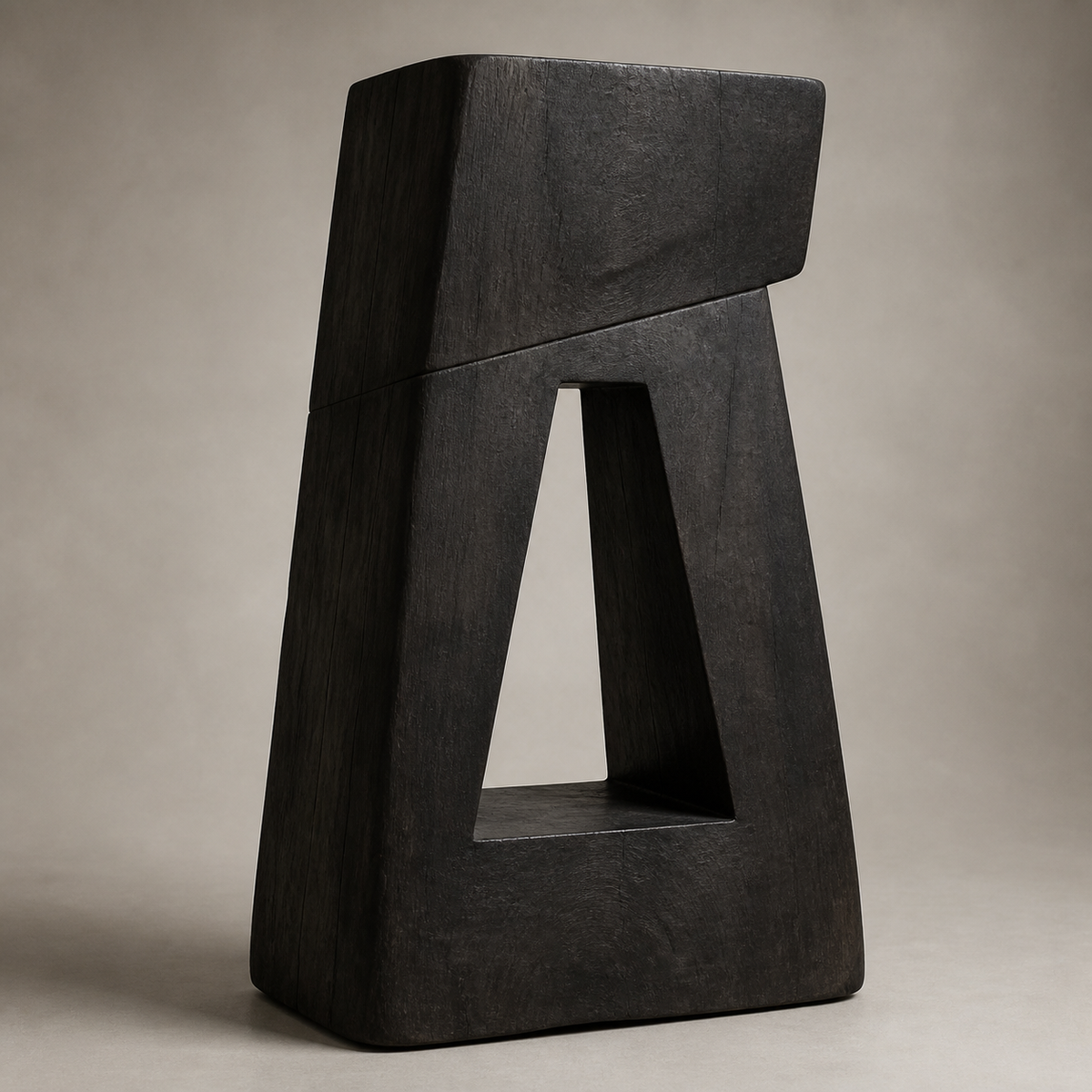 Sheared Portal, teak wood floor sculpture — product view