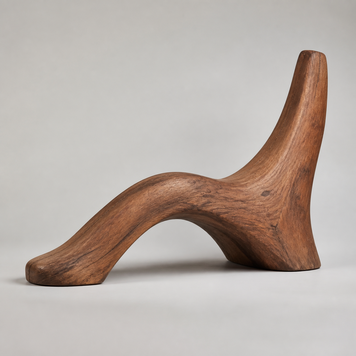 Wave Buttress, teak wood floor sculpture — product view