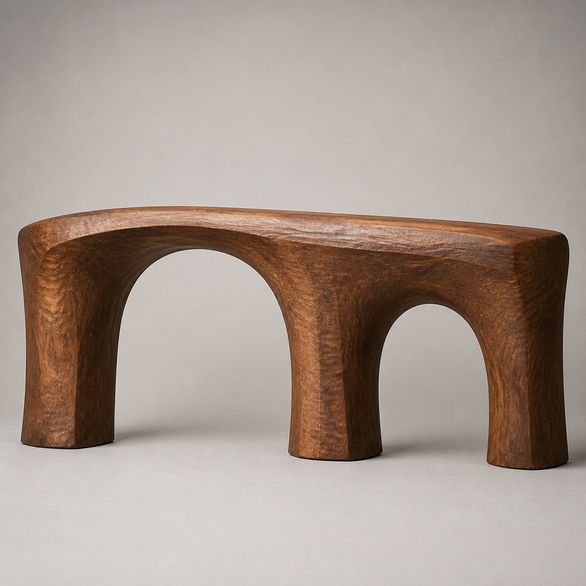 Split Viaduct, teak wood floor sculpture — product view