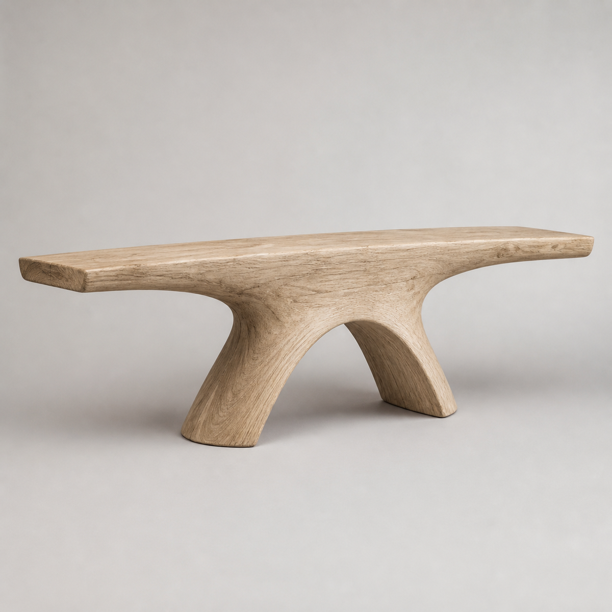 Inverted Span, teak wood floor sculpture — product view