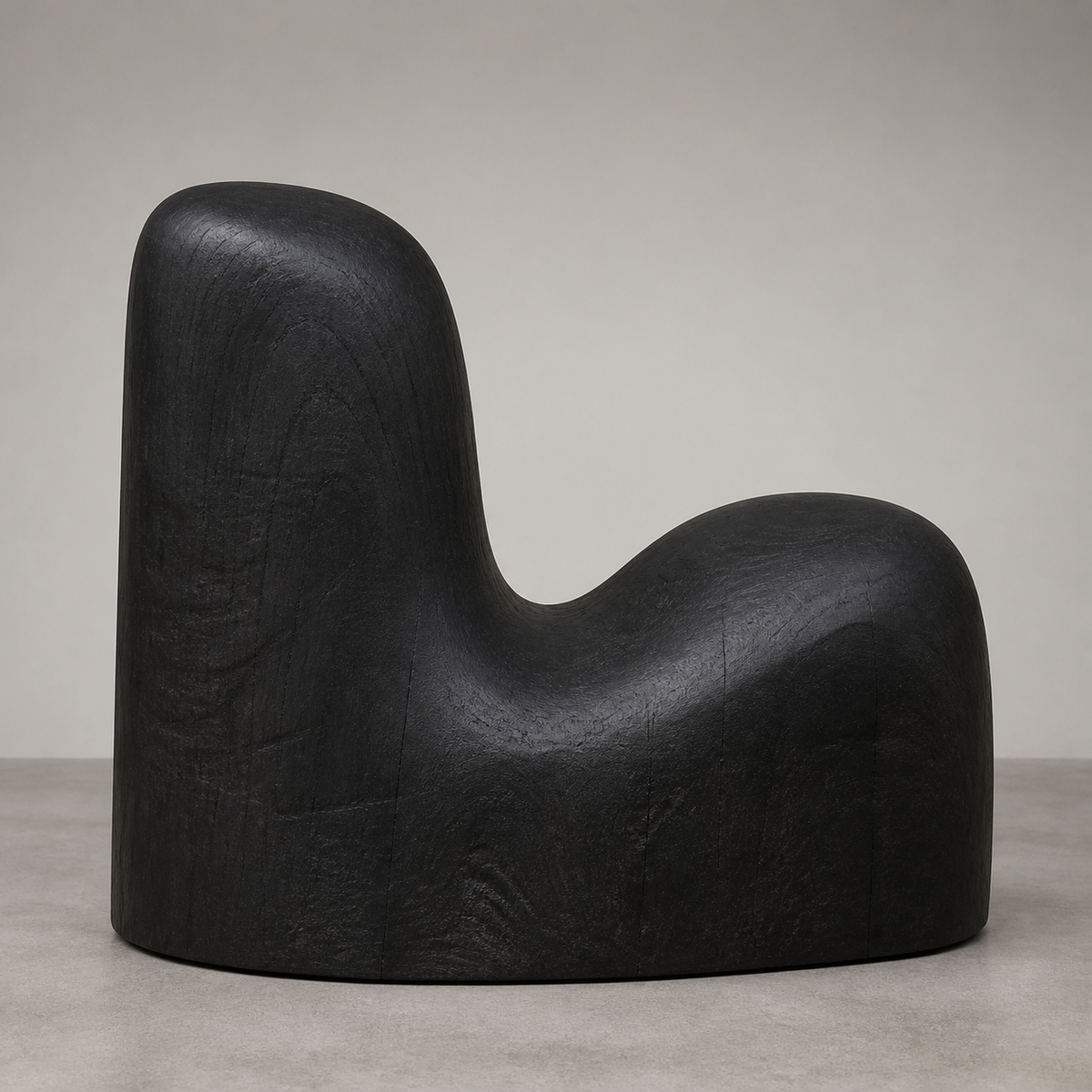 Counterpoise Mass, teak wood floor sculpture — product view