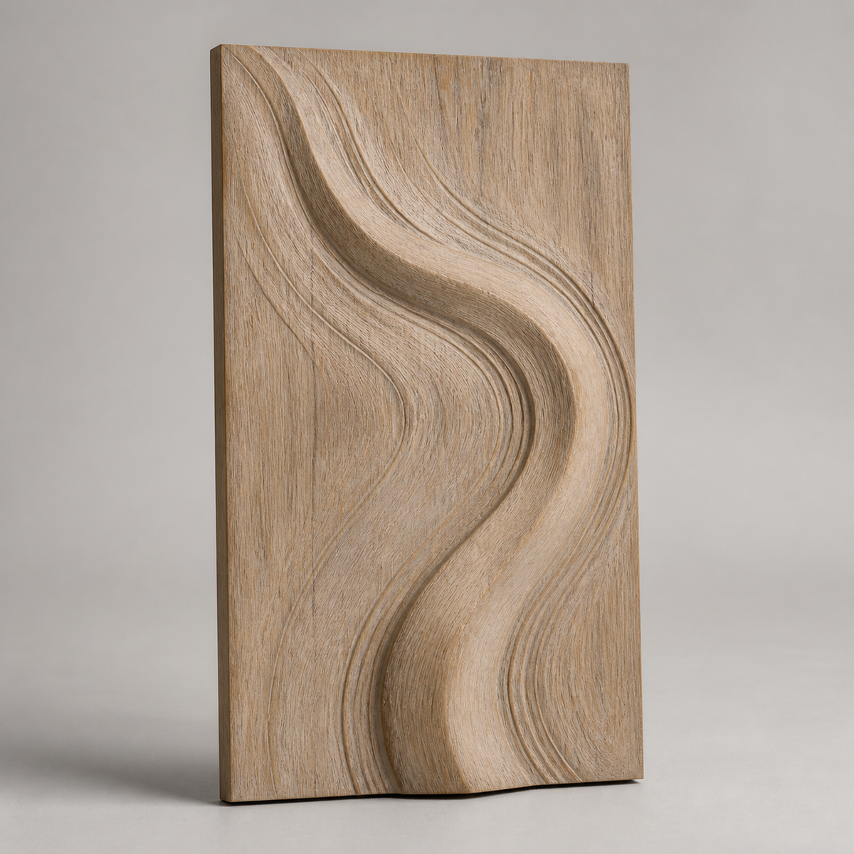 Folded Current Relief, carved teak wood wall art — product view