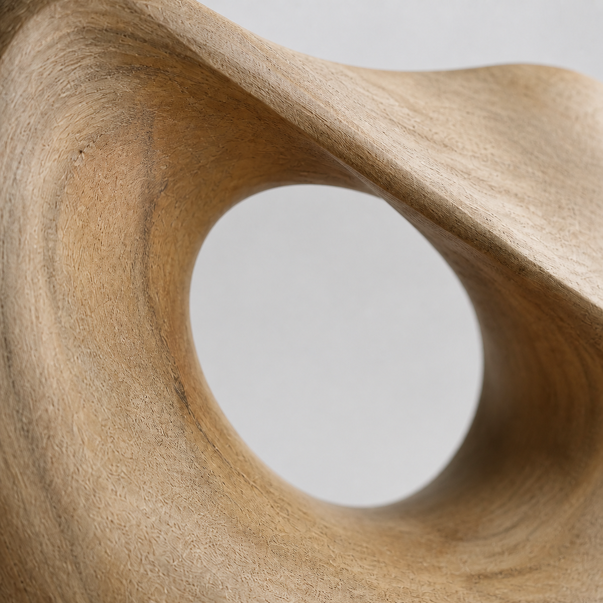 Folded Orbit — Abstract Teak Sculpture