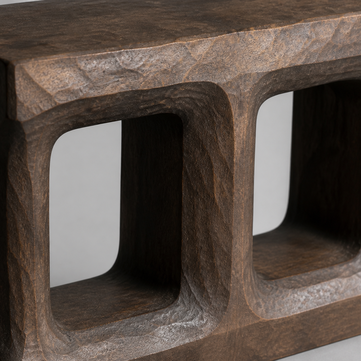 Stacked Threshold — Teak Console Sculpture