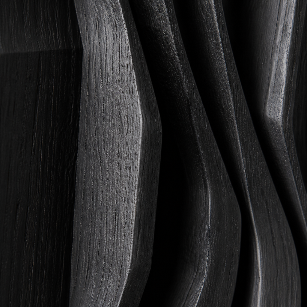 Meridian Relief, carved teak wood wall art — wood grain and carved detail