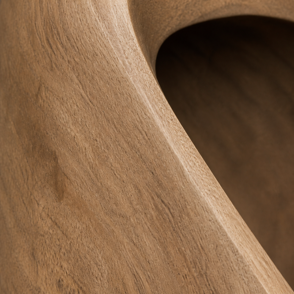 Hollow Fold — Abstract Teak Sculpture