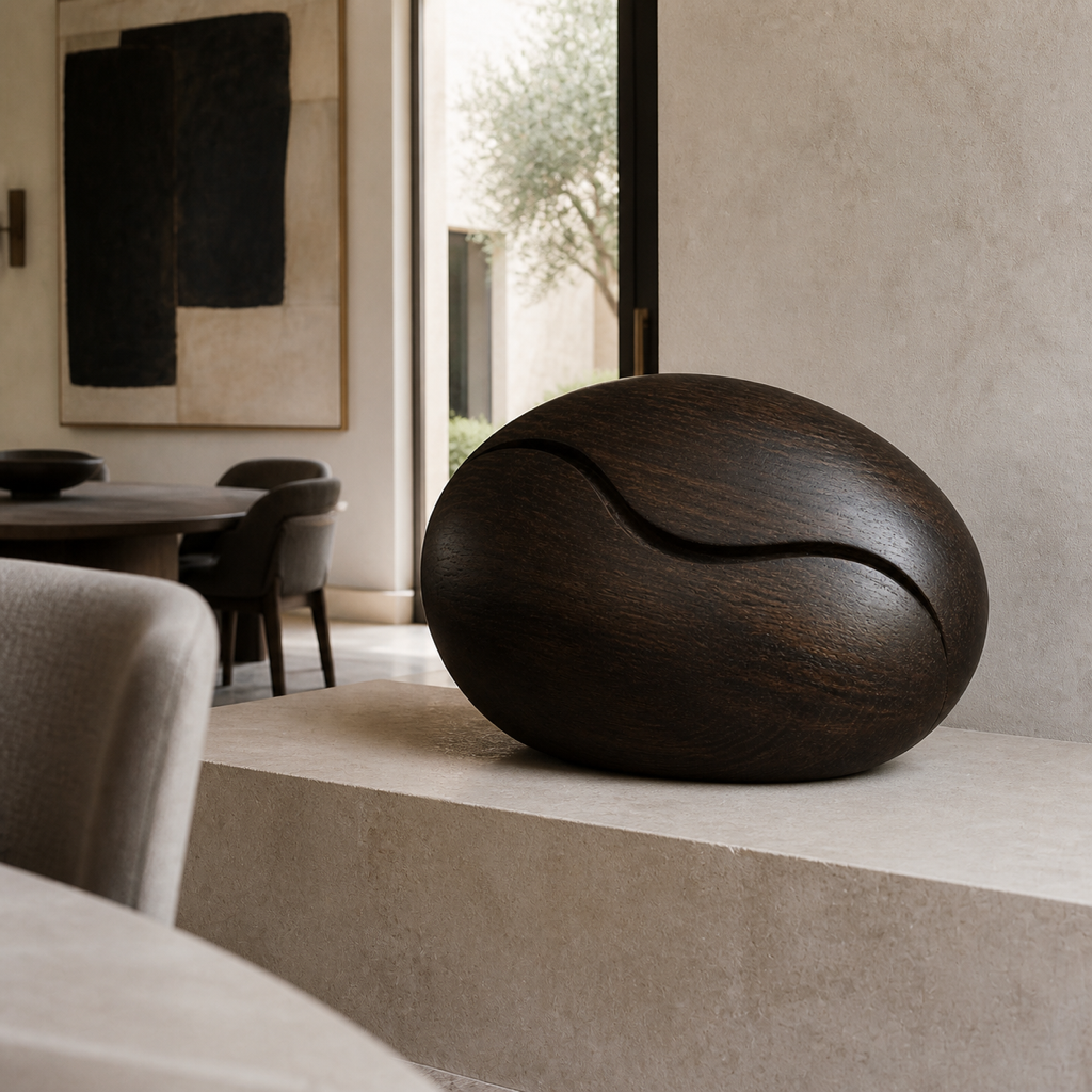 Tide Kernel — Teak Tabletop Sculpture