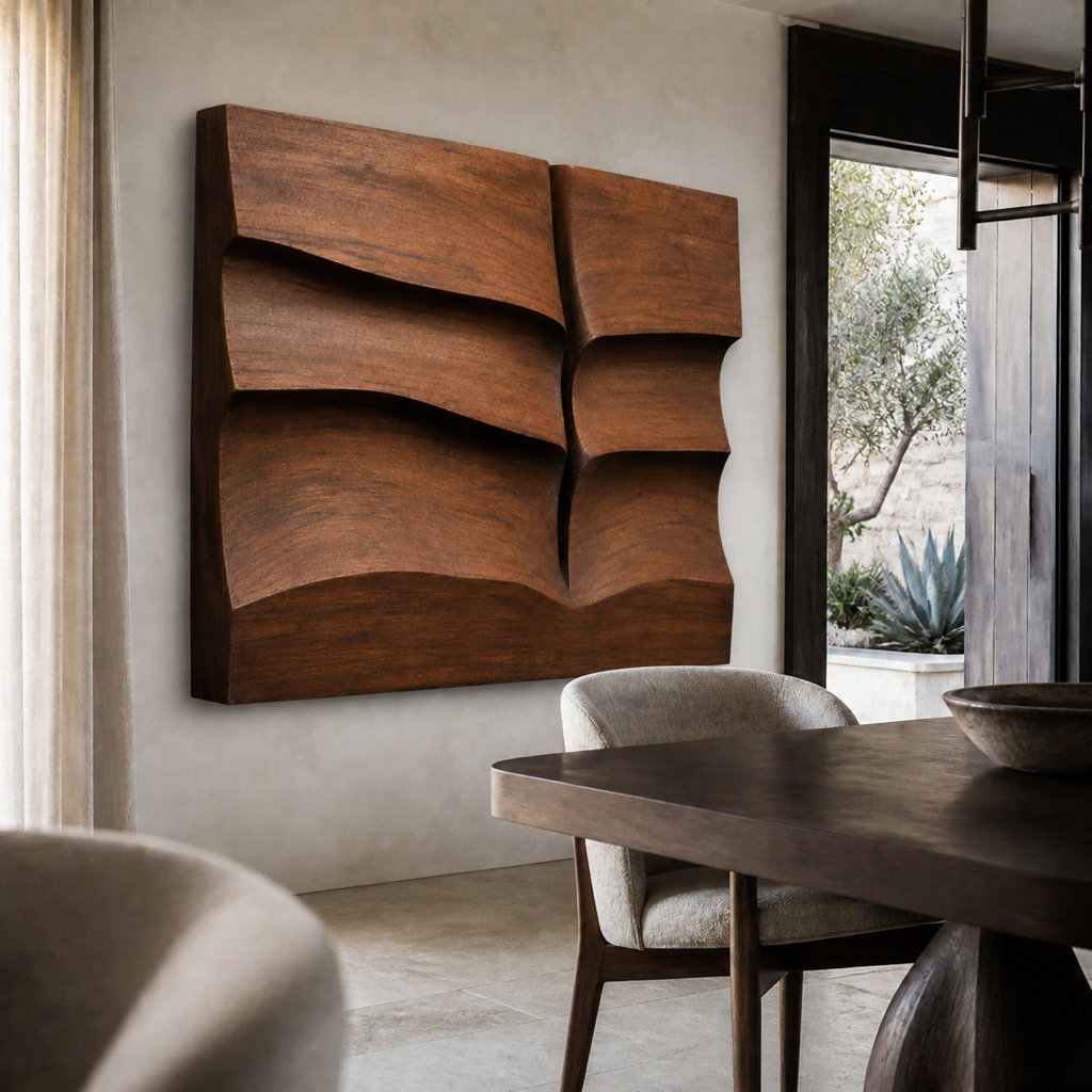 Strata Veil — Carved Teak Wall Art