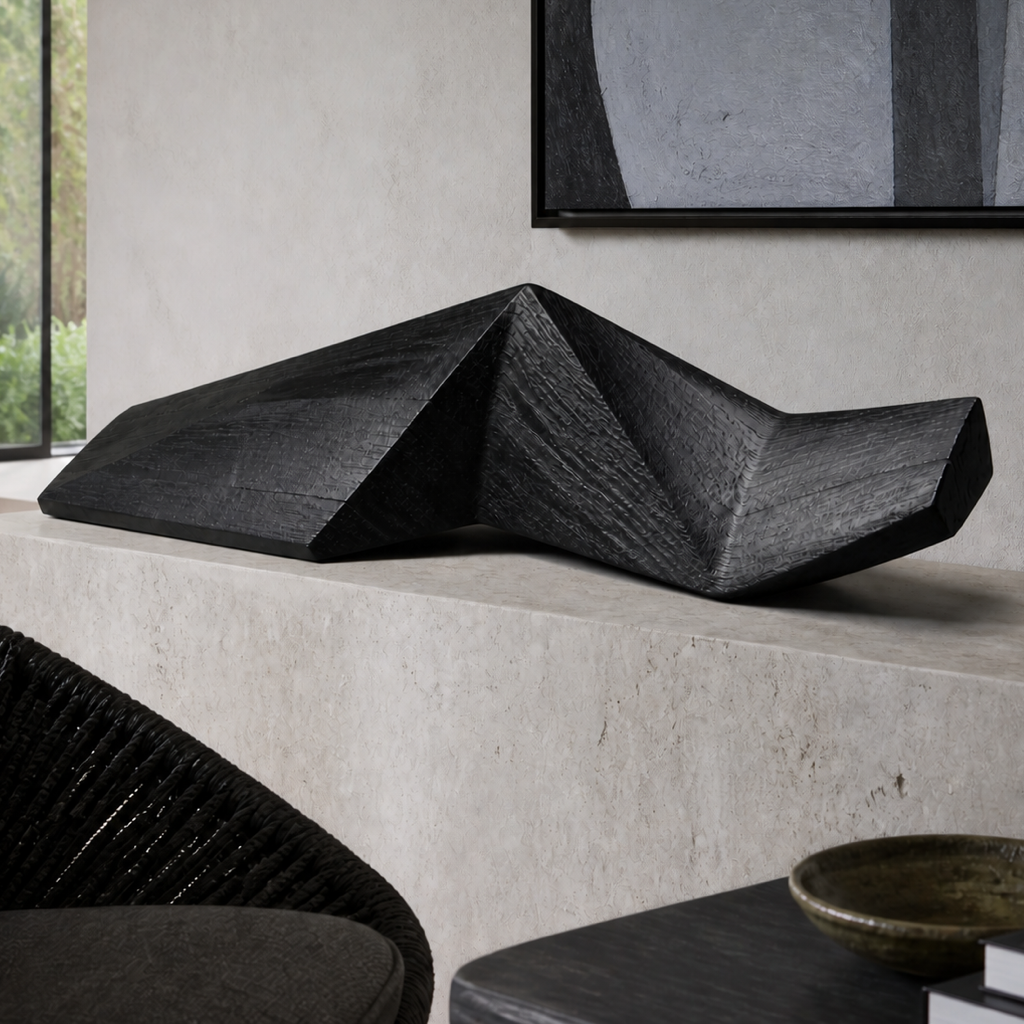 Folded Horizon — Teak Console Sculpture
