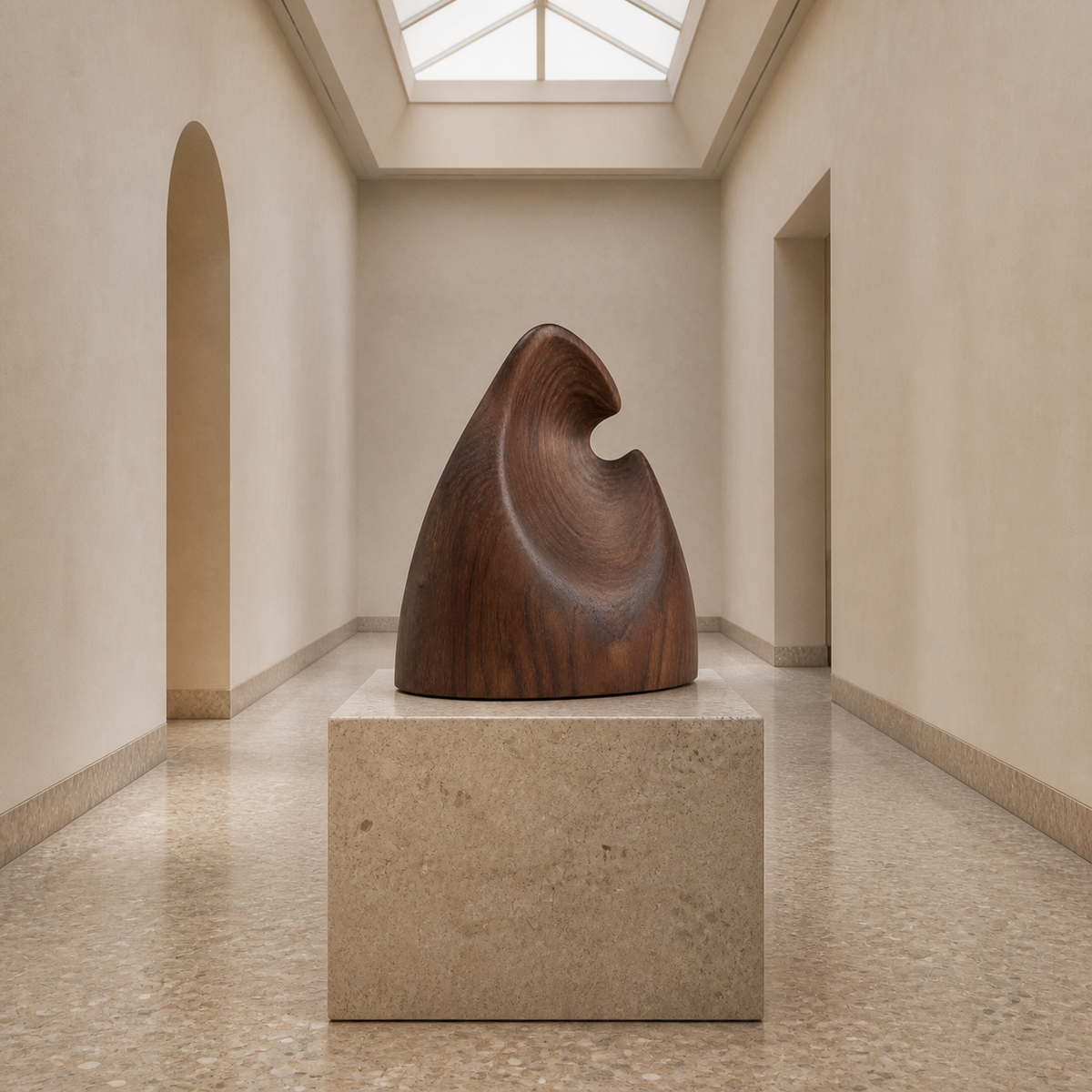 Inward Crest — Abstract Teak Sculpture