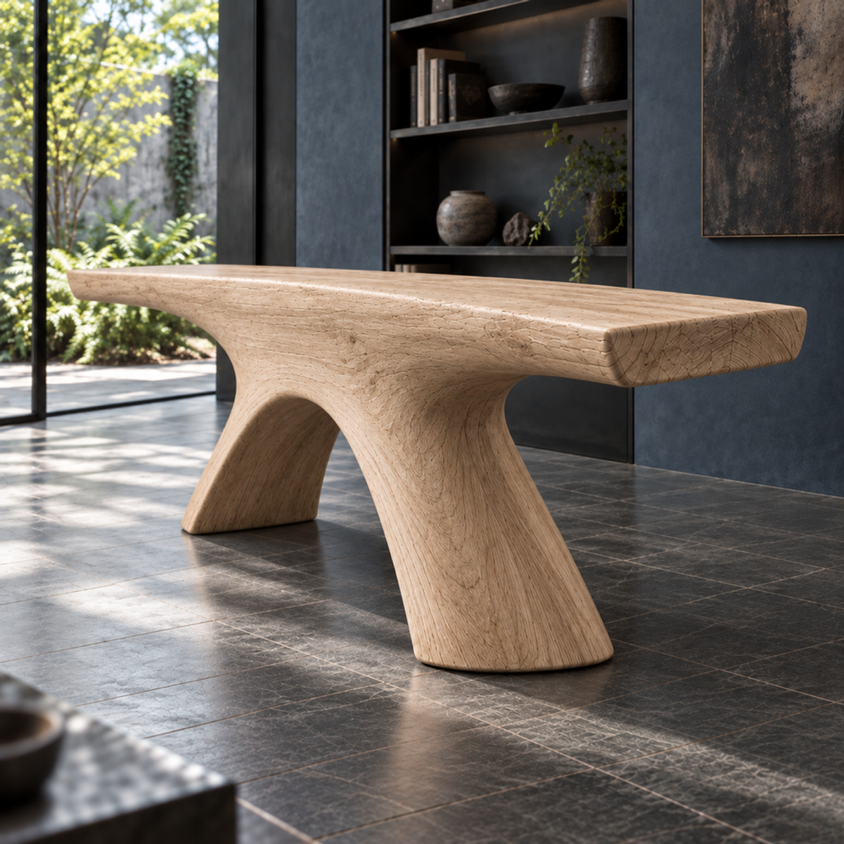 Inverted Span — Teak Floor Sculpture