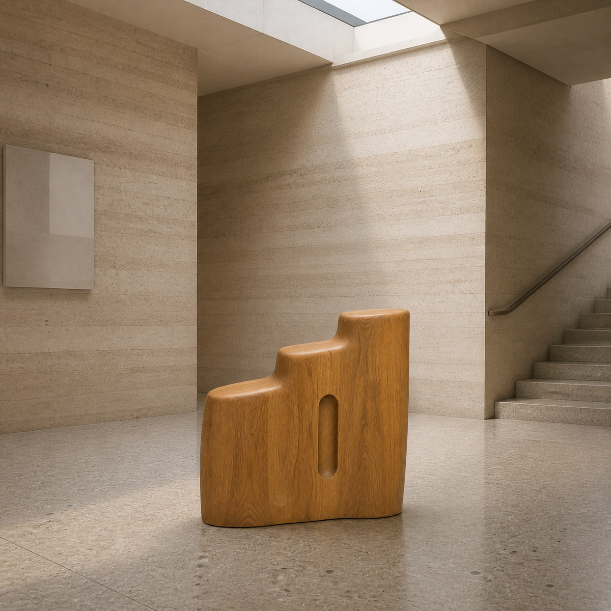 Terraced Rise — Teak Floor Sculpture