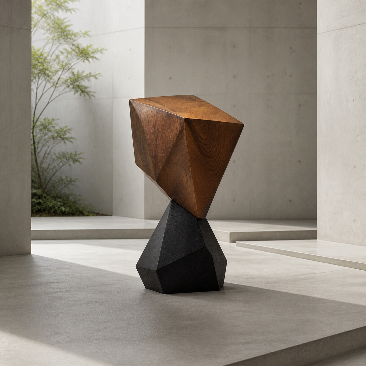 Prism Balance — Abstract Teak Sculpture