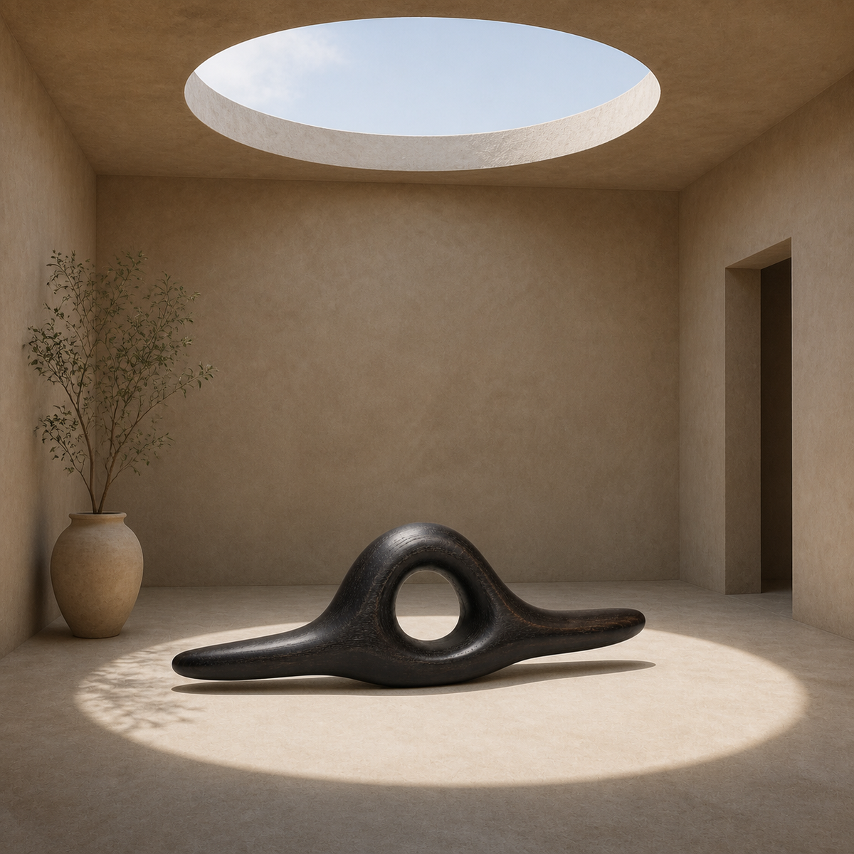 Knotted Lintel — Teak Console Sculpture