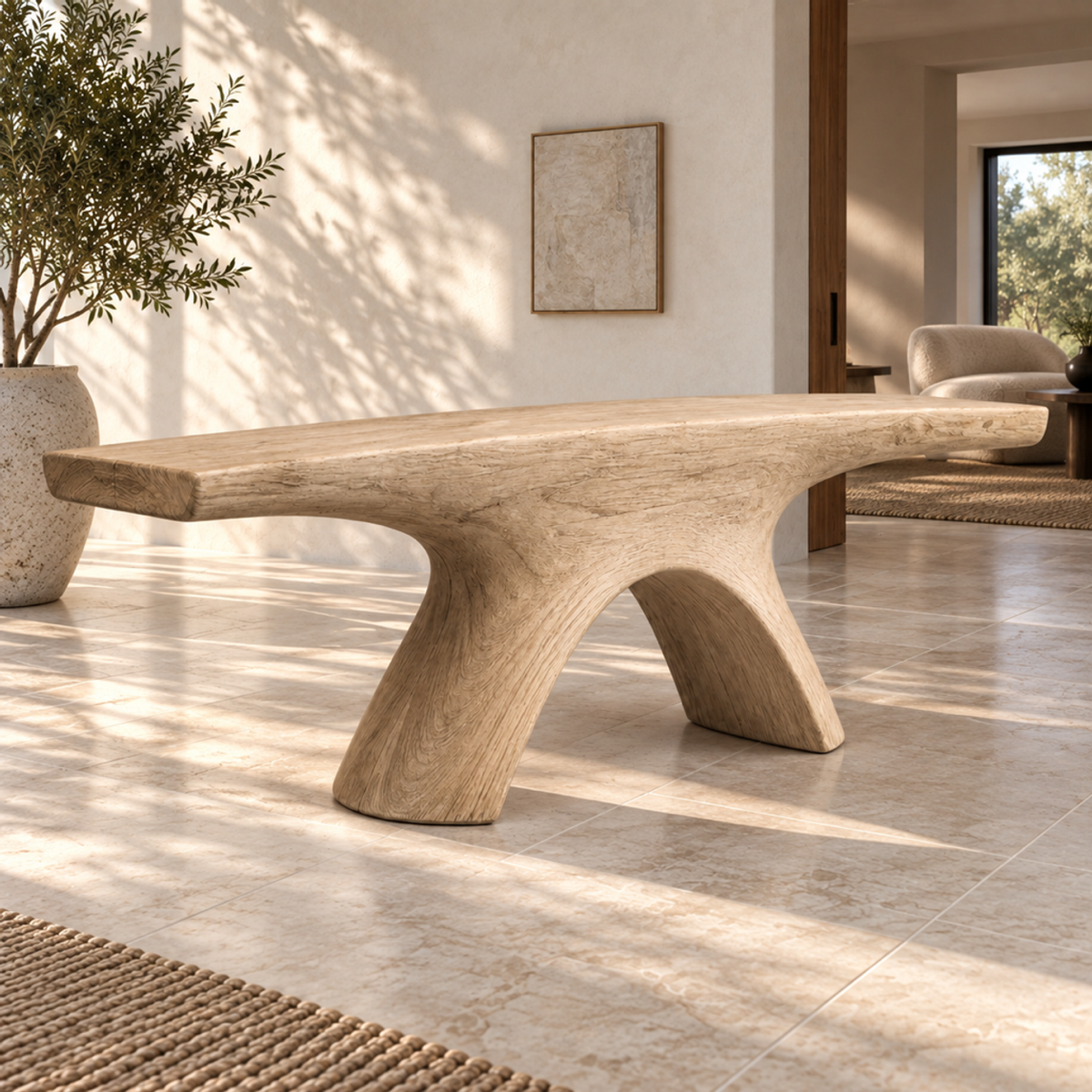 Inverted Span, teak wood floor sculpture — interior view