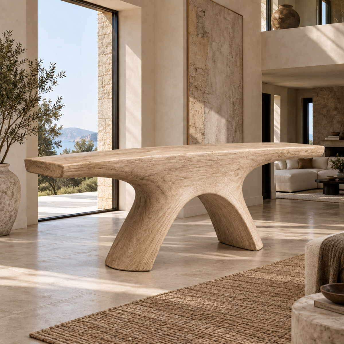 Inverted Span, teak wood floor sculpture — interior view