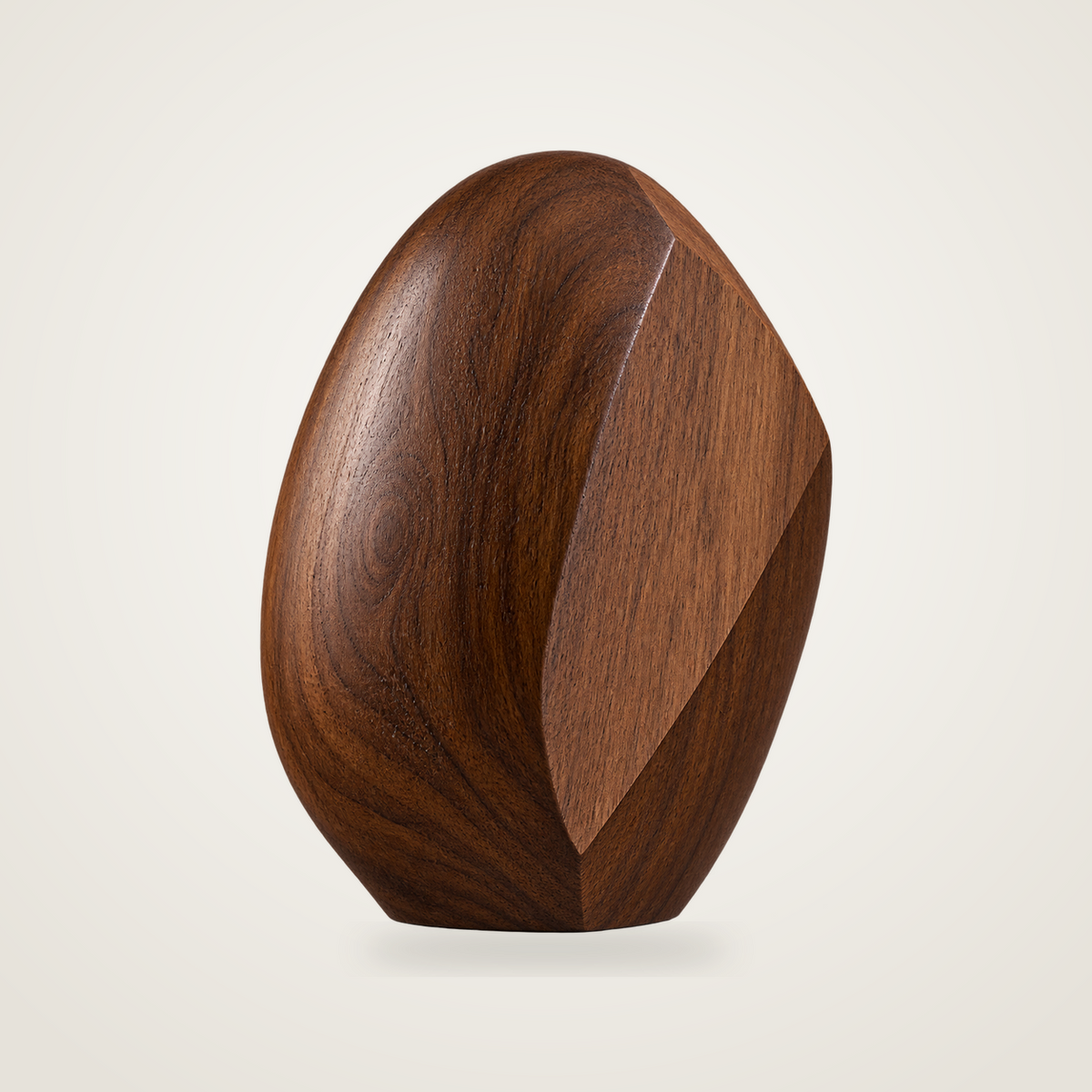 Facet Seed, teak wood tabletop sculpture — product view