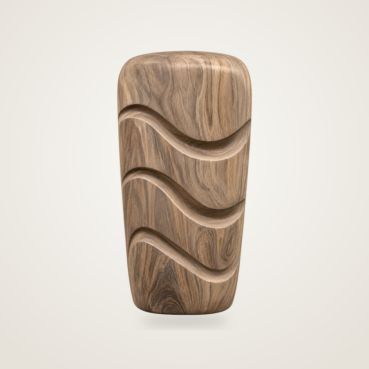 Tidal Column, teak wood floor sculpture — product view