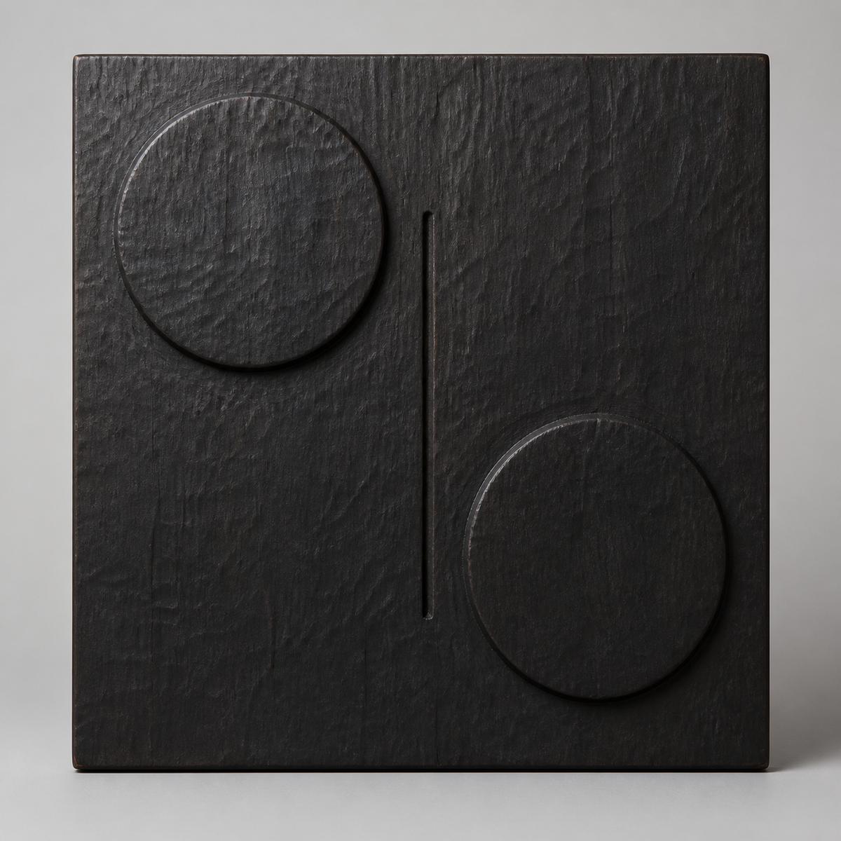 Twin Eclipse Relief, carved teak wood wall art — product view