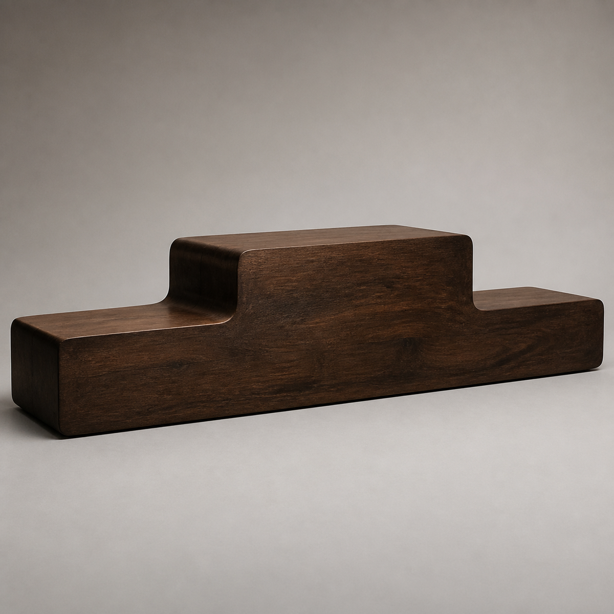 Folded Horizon Console, teak wood console sculpture — product view