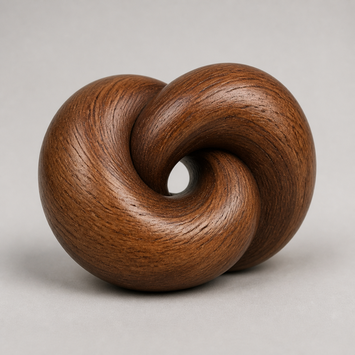Miniature Knot, teak wood tabletop sculpture — product view