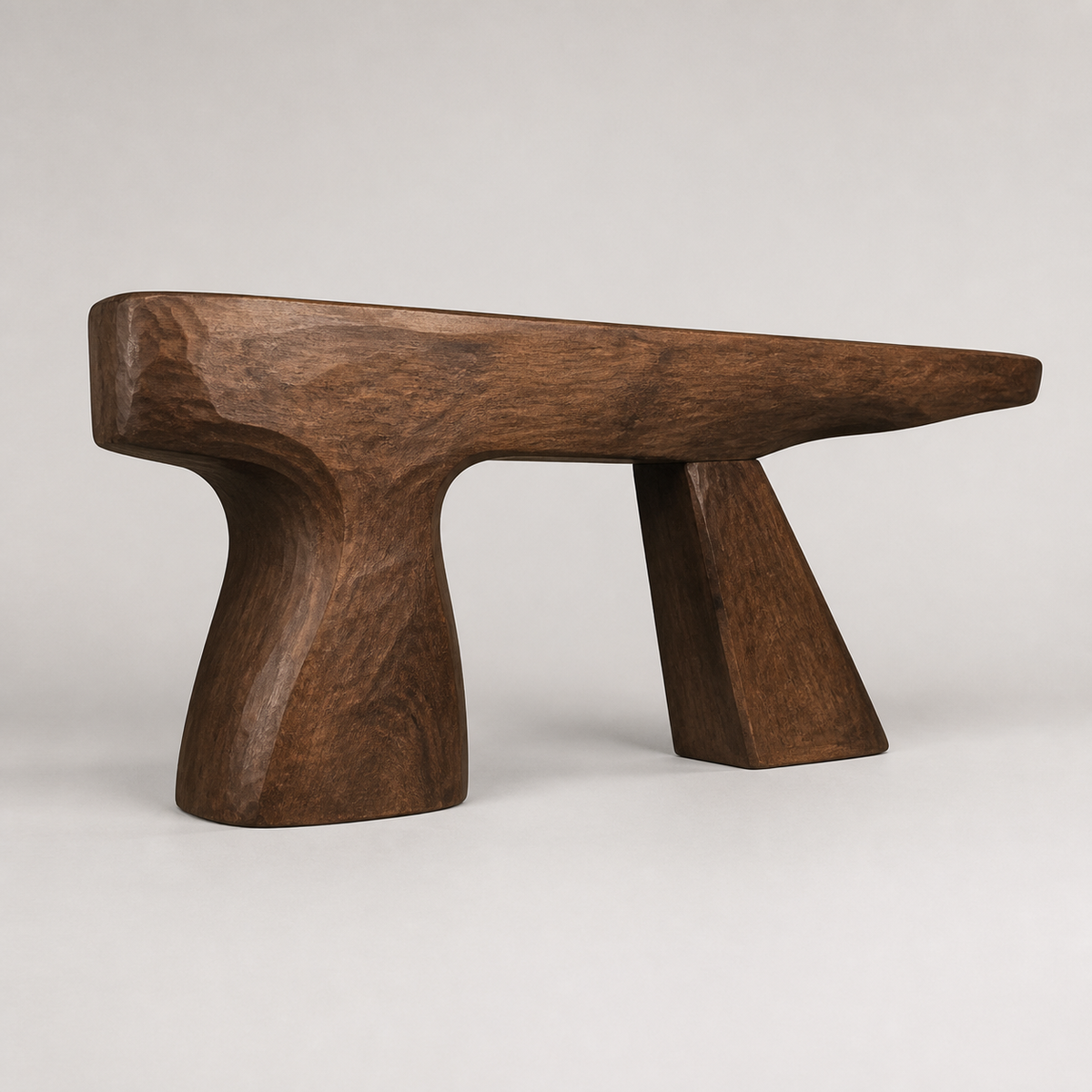 Cantilever Pair, teak wood console sculpture — product view
