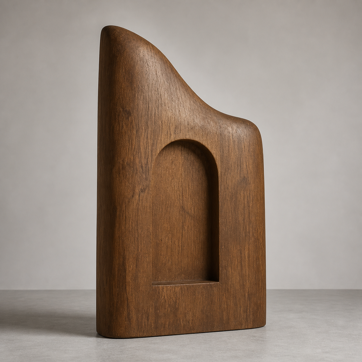 Vaulted Silence, teak wood floor sculpture — product view