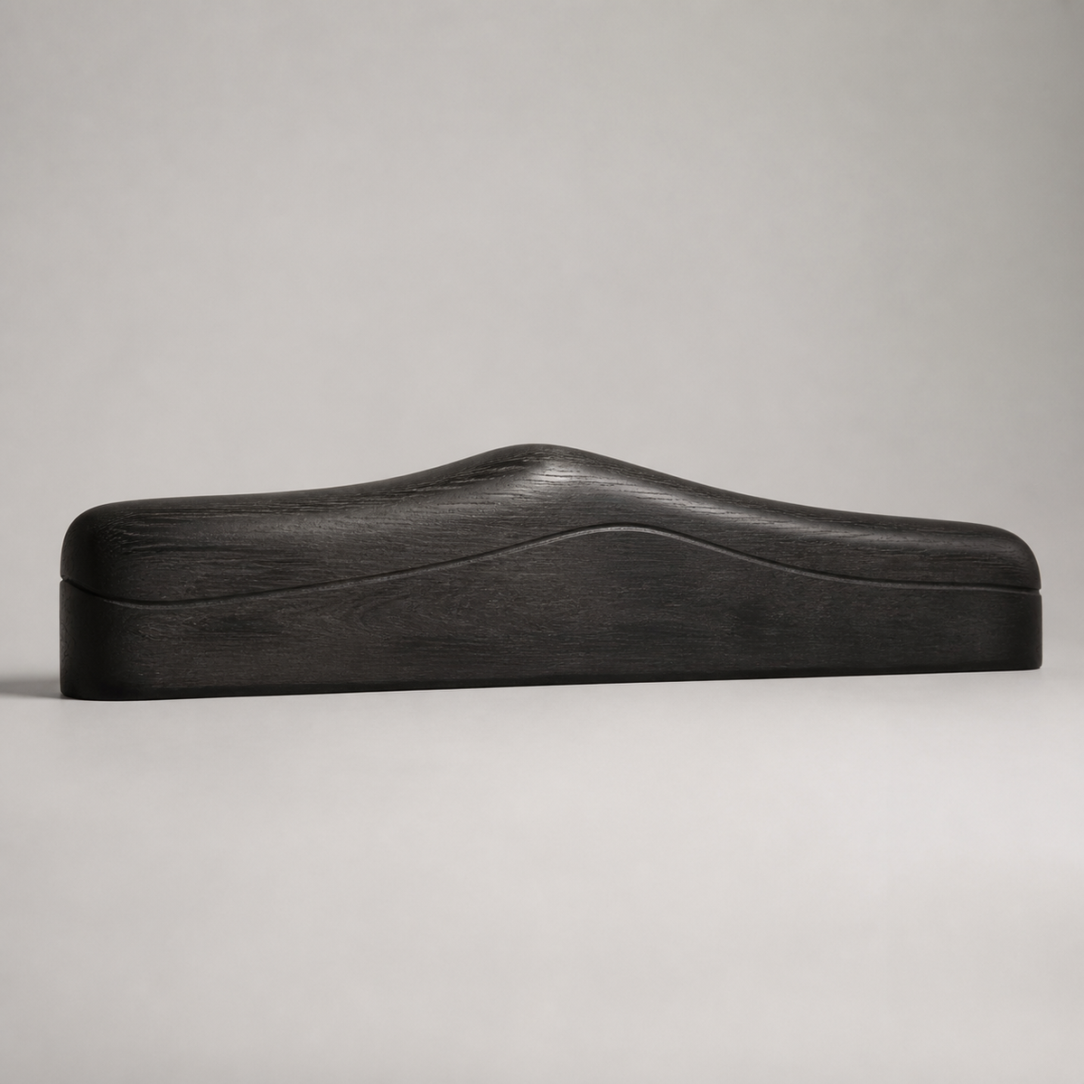 Low Tension, teak wood console sculpture — product view