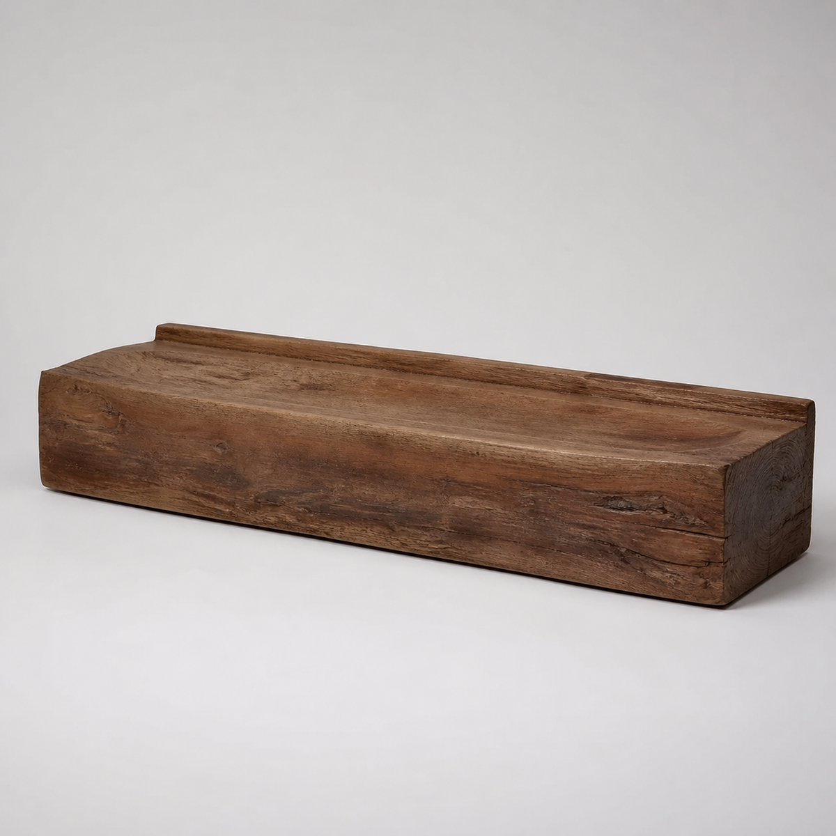 Silt Ledge, teak wood console sculpture — product view
