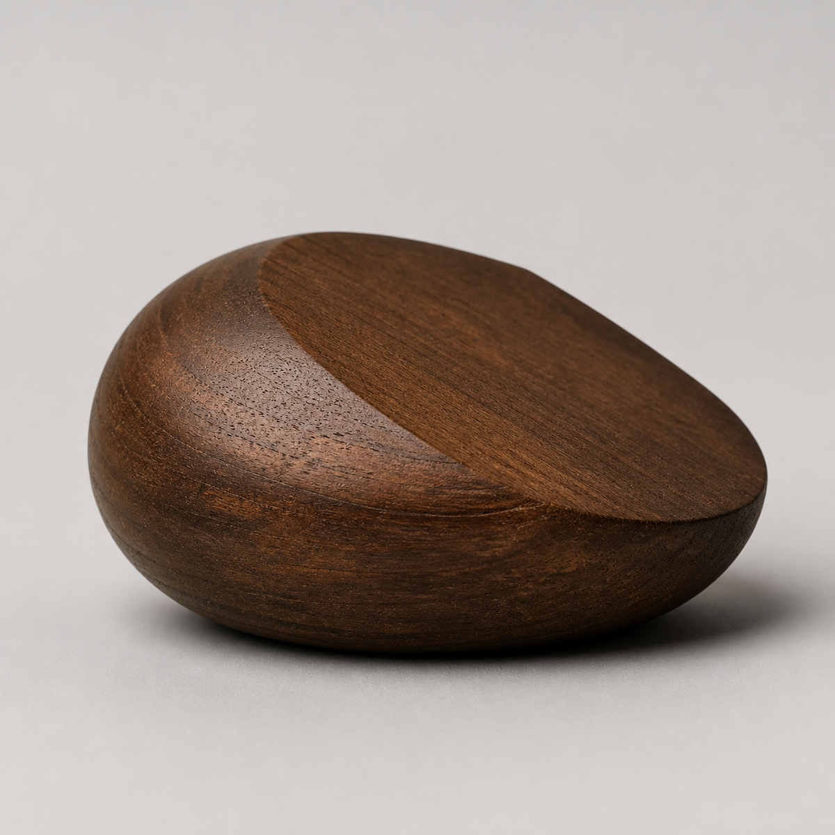 Oblique Stone, teak wood tabletop sculpture — product view