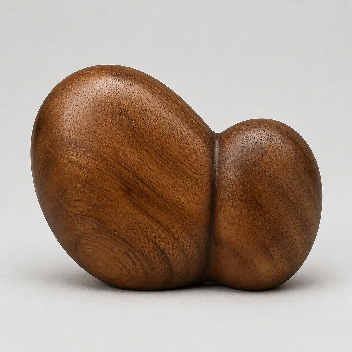 Twin Pebble, teak wood tabletop sculpture — product view