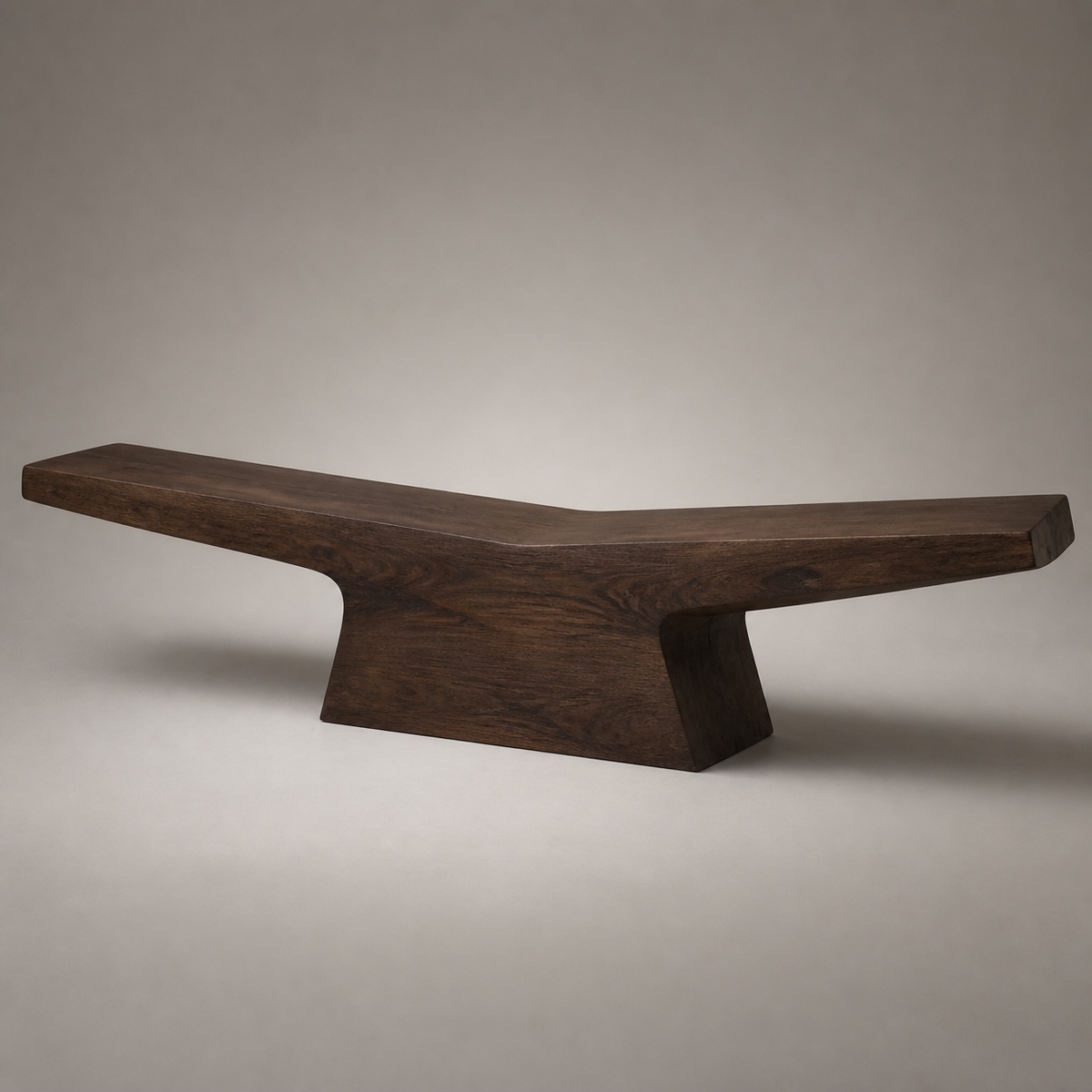 Pivot Lintel, teak wood console sculpture — product view