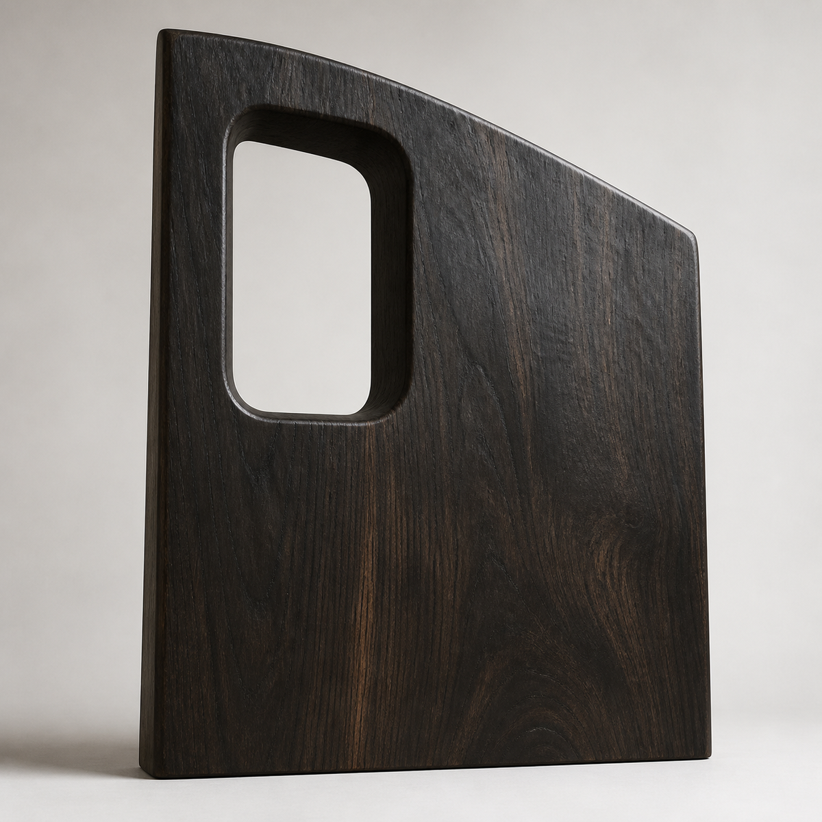 Offset Portal, teak wood floor sculpture — product view