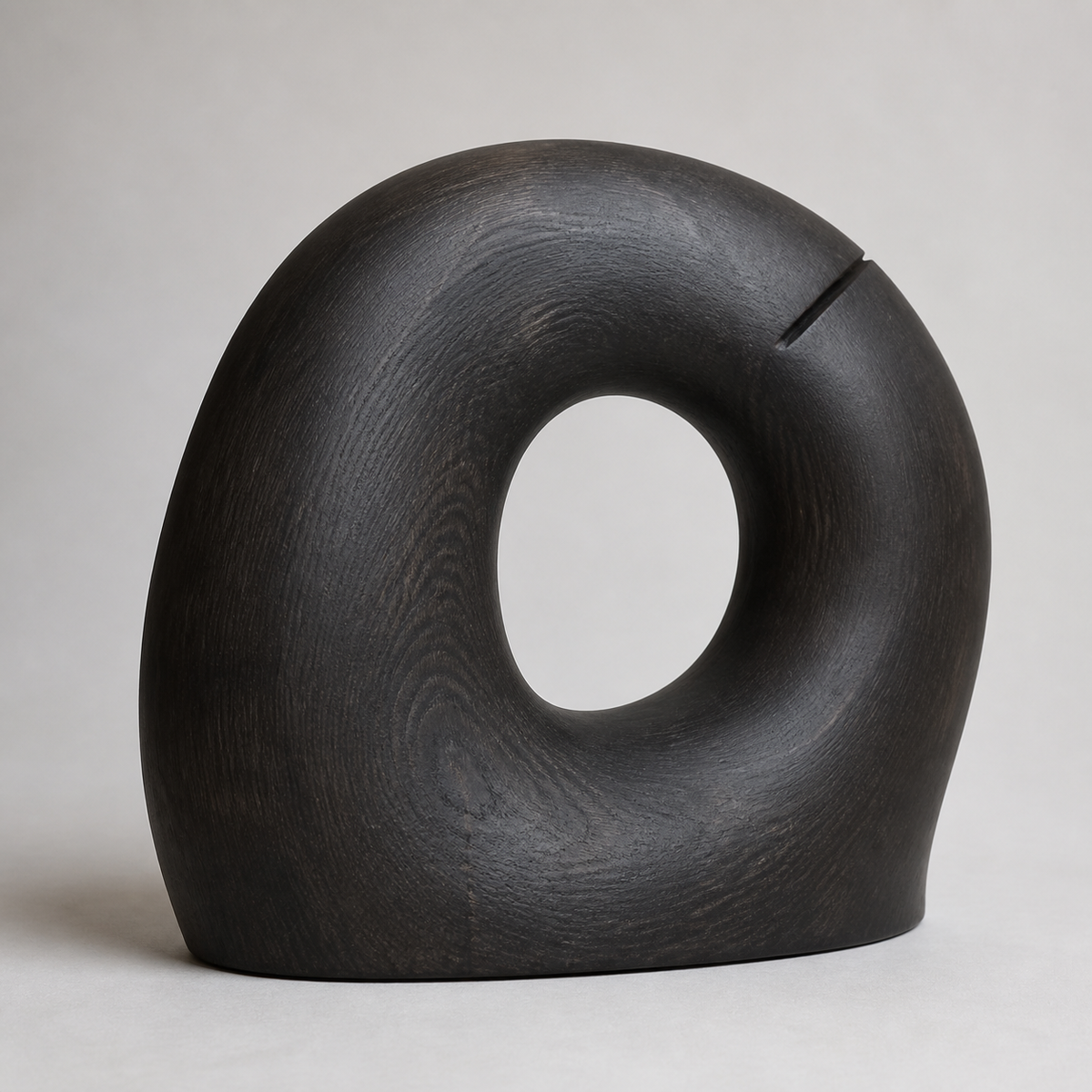 Rift Halo, teak wood floor sculpture — product view