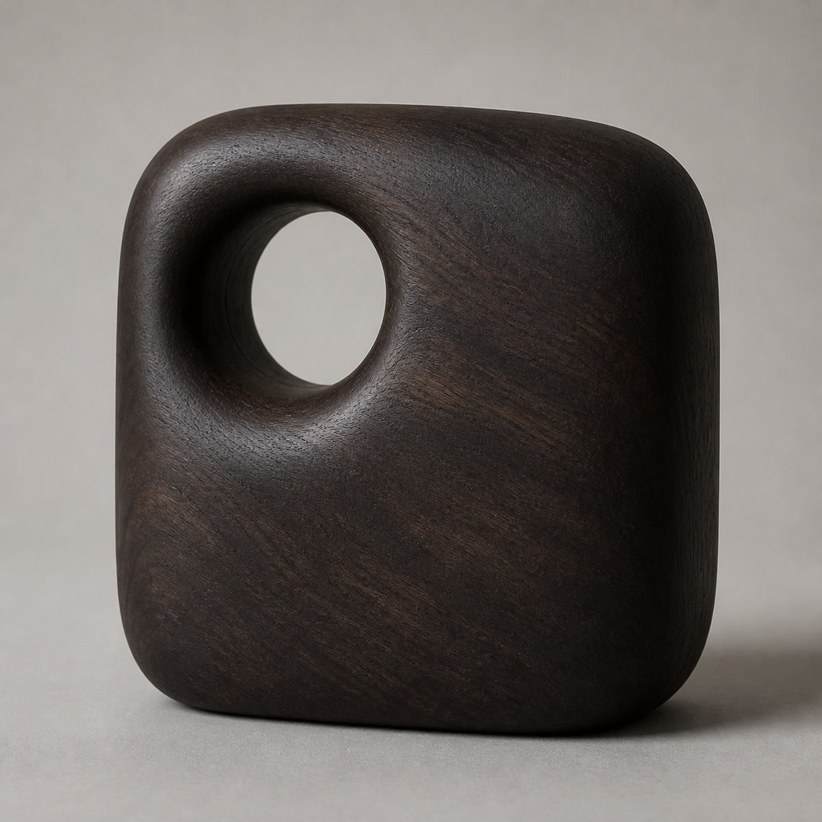 Captured Void, teak wood tabletop sculpture — product view