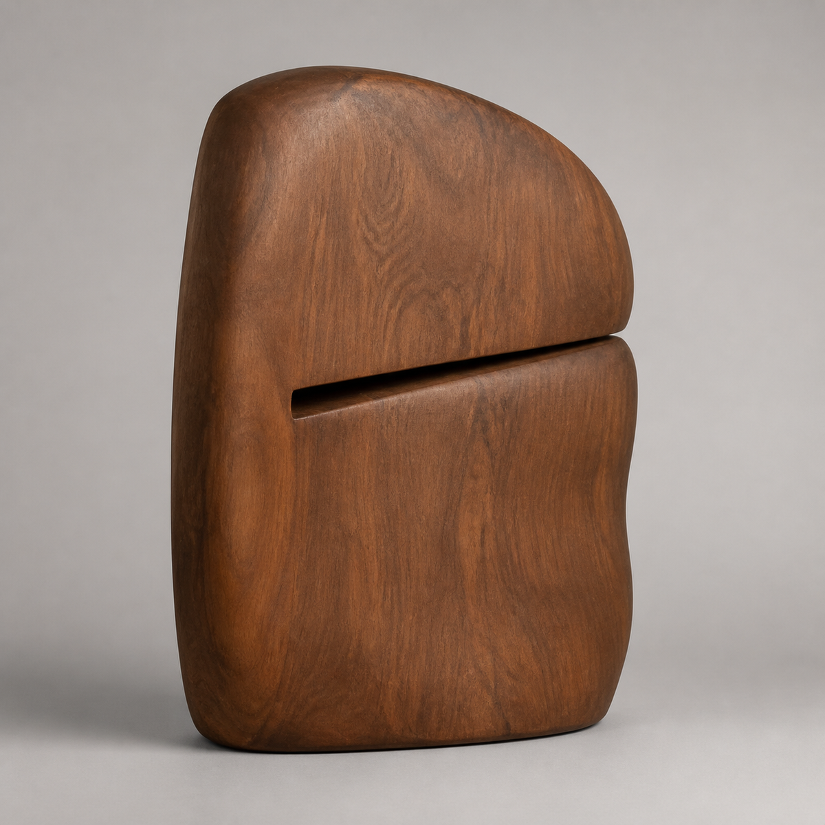 Faulted Crown, teak wood floor sculpture — product view