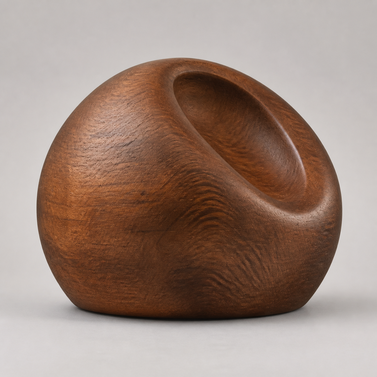 Tension Vessel, abstract teak wood sculpture — product view