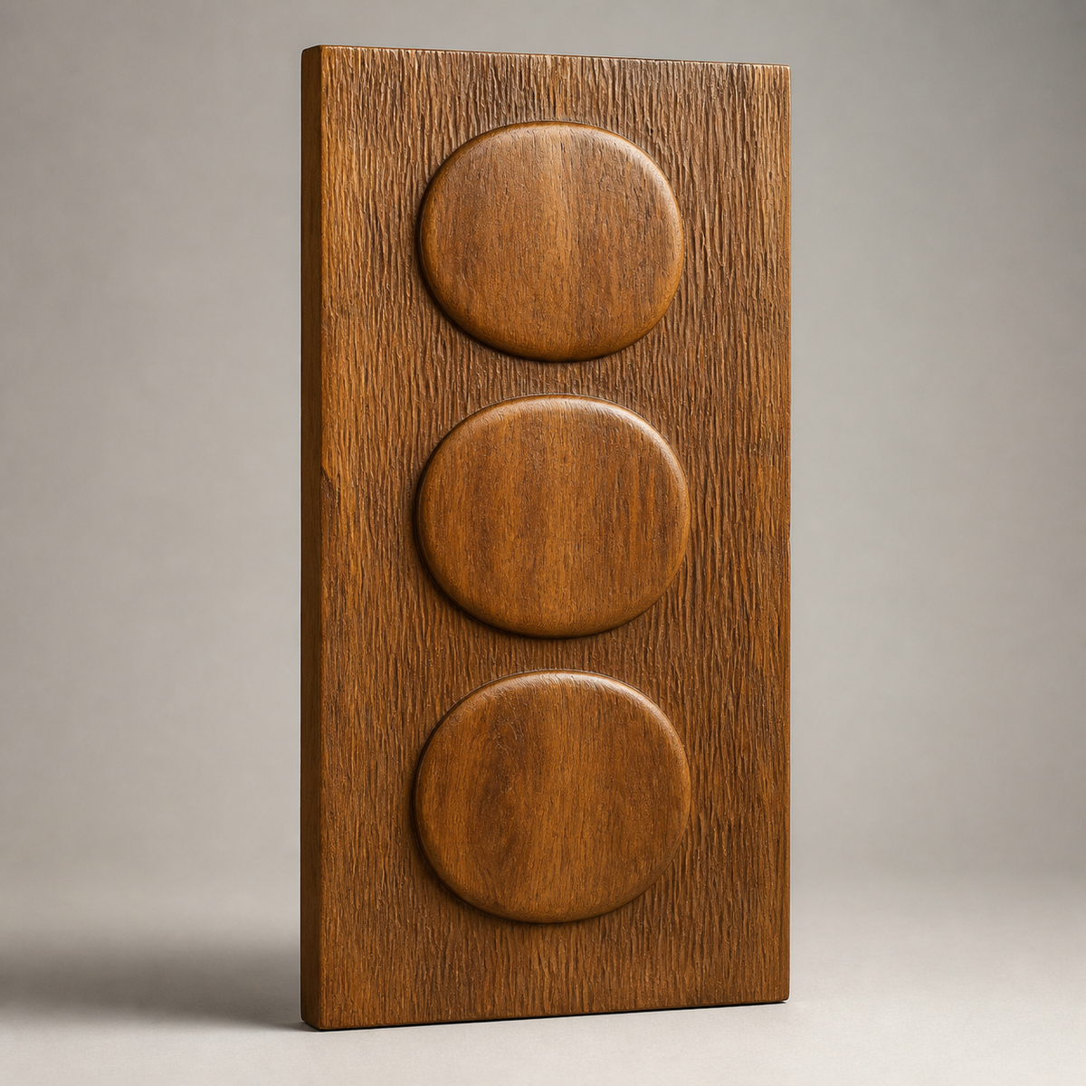 Stacked Halo Relief, carved teak wood wall art — product view