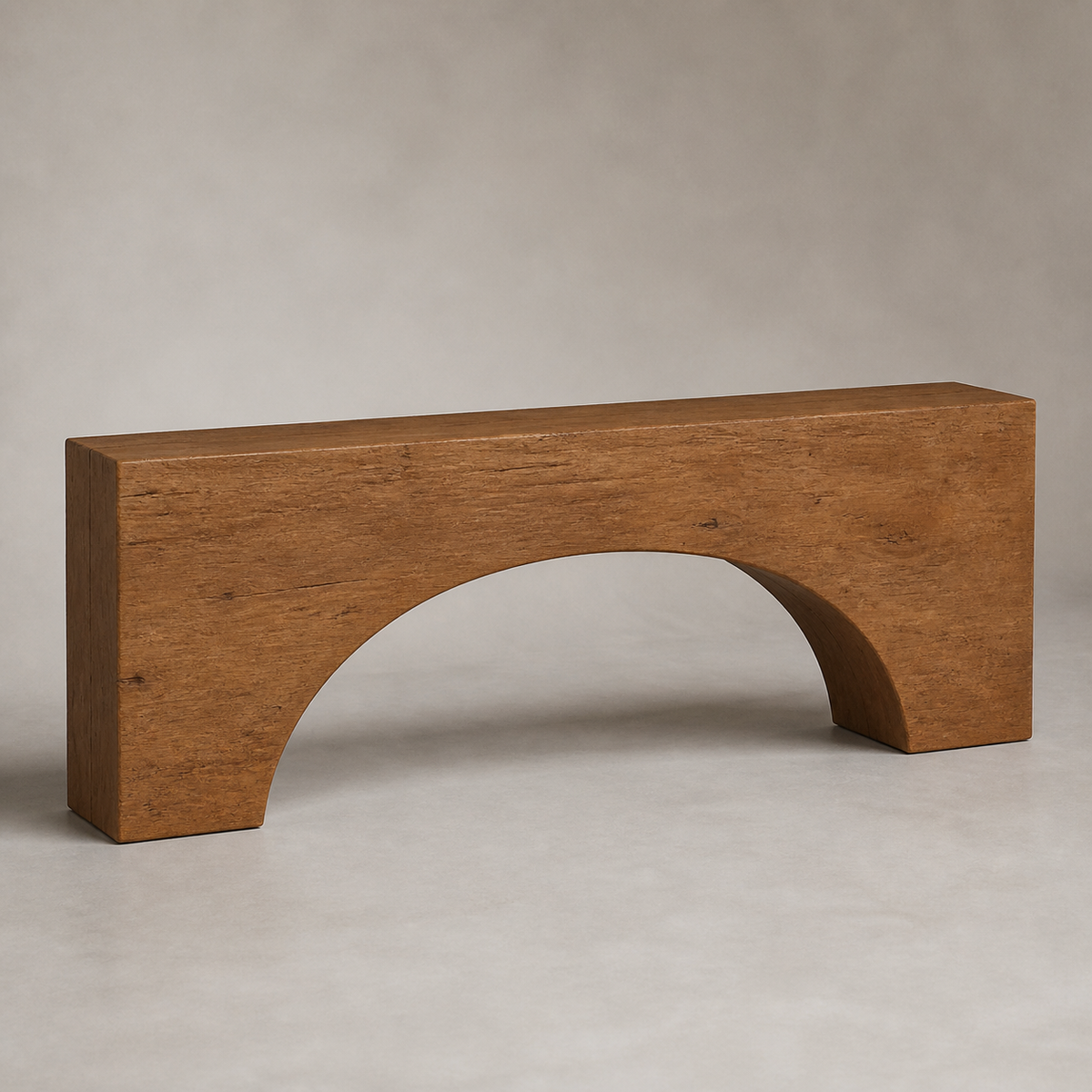 Bridge Trace, teak wood console sculpture — product view